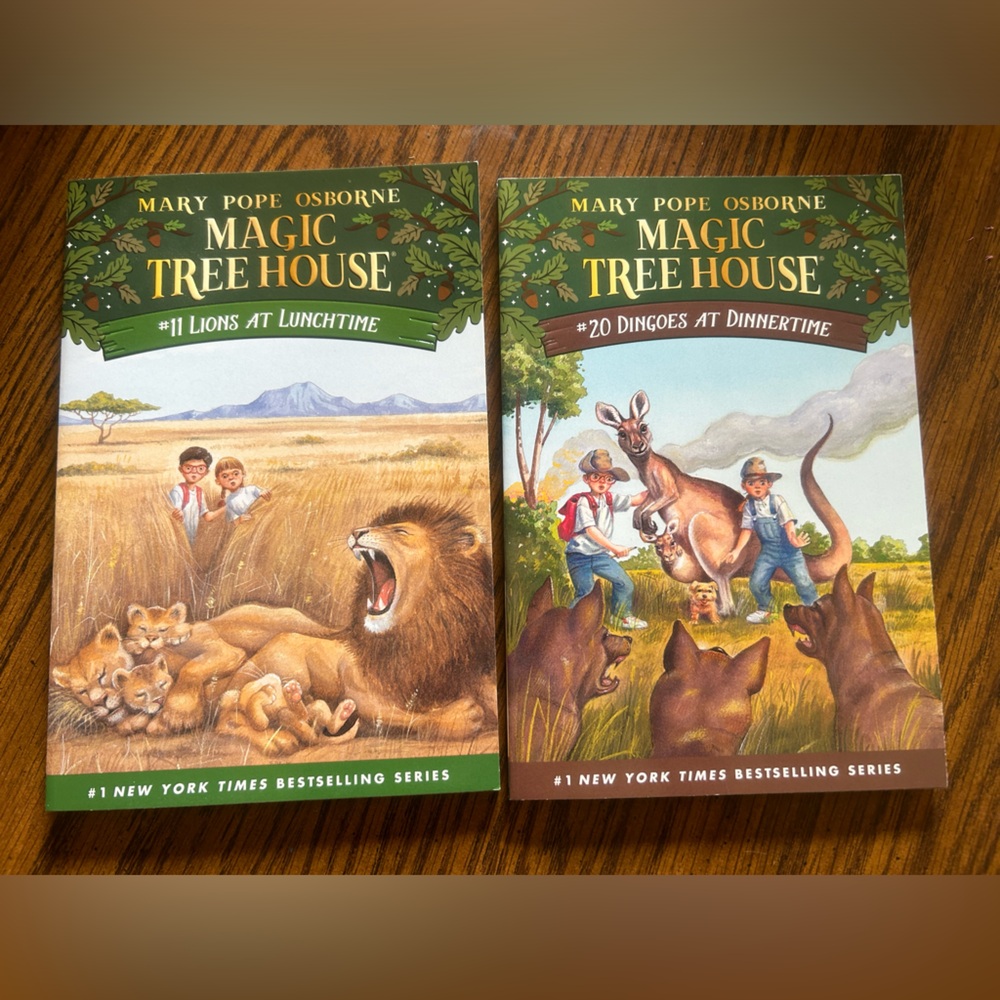 2  Books Magic Treehouse -#11 Lions at Lunchtime & #20 Dingoes at Dinnertime